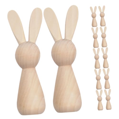 UKCOCO 12stücke Holzkaninchen Figuren Unbemalte Ostern Dekoration Unfertige Holzhasen Für Gestalten Für Bastelprojekte Und Osterfest-Dekoration von UKCOCO