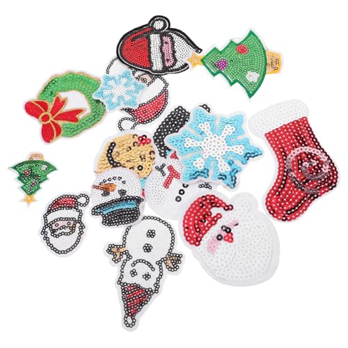 UKCOCO 15 Stück Weihnachts-pailletten-stickerei-aufnäher, Funkelnde Urlaubsapplikationen, Dekorative Reparaturflicken, Winter, Weihnachten, Diy-bastelzubehör Für Kleidung Und Hüte UKCOCO 15 Stück Weihnachts-pailletten-stickerei-aufnäher, Funkelnde Urlaubsapplikationen, Dekorative Reparaturflicken, Winter, Weihnachten, Diy-bastelzubehör Für Kleidung Und Hüte von UKCOCO
