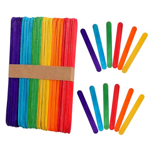 UKCOCO 150Stücke Jumbo Holz Bastelstäbe für DIY Projekte Farbige Holzstäbchen ohne Splitter für Bastelideen für Klassenprojekte Partys und Kinderhandwerk von UKCOCO