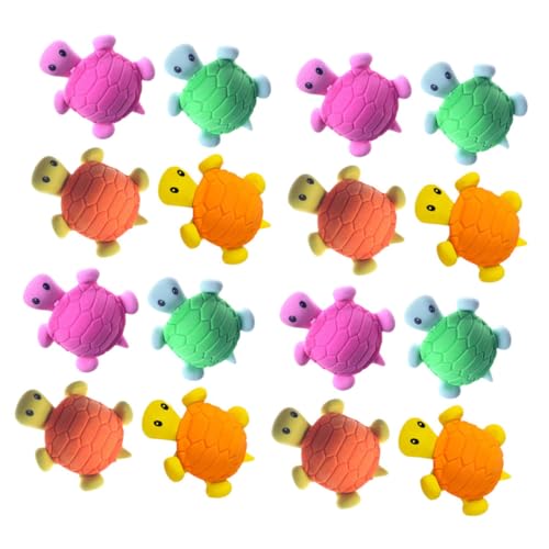 UKCOCO 16 Stück Teiliges Mini Tier Radiergummi Schildkrötenform Bunte Radiergummis für Jungen Mädchen Schulbedarf Mitgebsel Partyfüller von UKCOCO