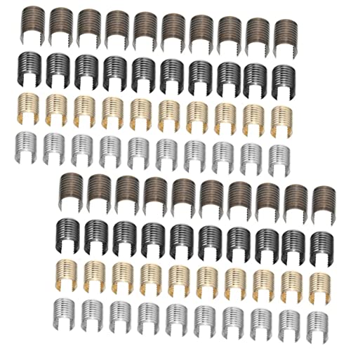UKCOCO 160Stücke Quasten Clips für DIY Lederseilbefestigungen Zylindrische Eisenverschlüsse Gunmetal und Antikbraun für Schmuckherstellung von UKCOCO