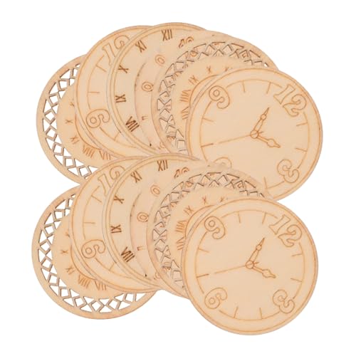UKCOCO 16Stücke Holz Uhr Bastelsets DIY Graffiti Anhänger für Holzdekorationen für Hochzeiten und Partys Robustem Unbehandeltem Holz mit Glatter Oberfläche von UKCOCO