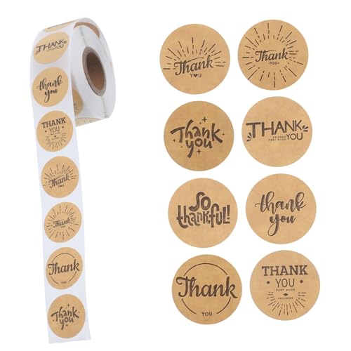 UKCOCO 1Rolle Danke Aufkleber Rolle Selbstklebende Kraftpapier für Verpackungen Personalisierte Sticker für Kleine Unternehmen für und Dekoration von UKCOCO