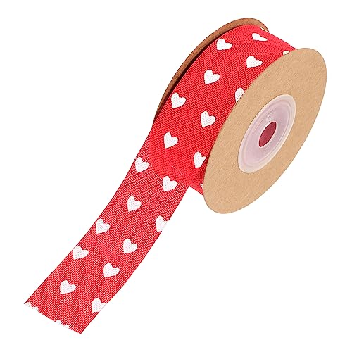UKCOCO 1Rolle Herzband für Valentinstag Yards Rotes Dekorationsband Leinenimitat für Geschenkboxen Blumenverpackungen und DIY Projekte Strapazierfähiges Fransfreies Design von UKCOCO