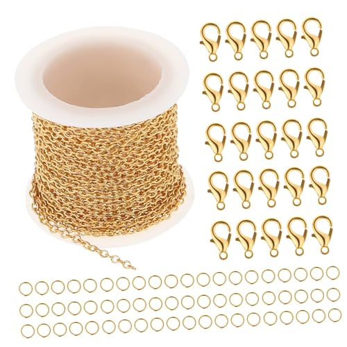 UKCOCO 1Satz DIY Schmuckketten Gliederketten mit Karabinerverschlüssen und Offenen Ringen Langlebig und Elegant für Basteln von UKCOCO