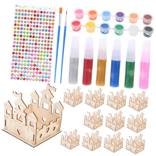 UKCOCO 1Satz Holz DIY Schloss Bastelspielzeug für Naturholz zum Ausmalen Farben und Glitzer Fördert Kreativität und Problemlösungsfähigkeiten UKCOCO 1Satz Holz DIY Schloss Bastelspielzeug für Naturholz zum Ausmalen Farben und Glitzer Fördert Kreativität und Problemlösungsfähigkeiten von UKCOCO