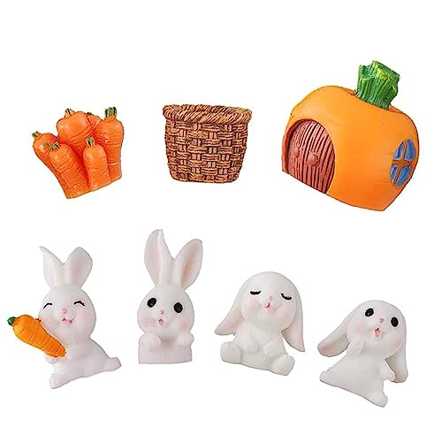 UKCOCO 1Satz Kaninchen Figuren Teiliges Plastik Dekorationsset für Kuchen DIY Bastelprojekte Ostern und Garten Niedliche Bunny Ornamente für Kreative Anlässe von UKCOCO