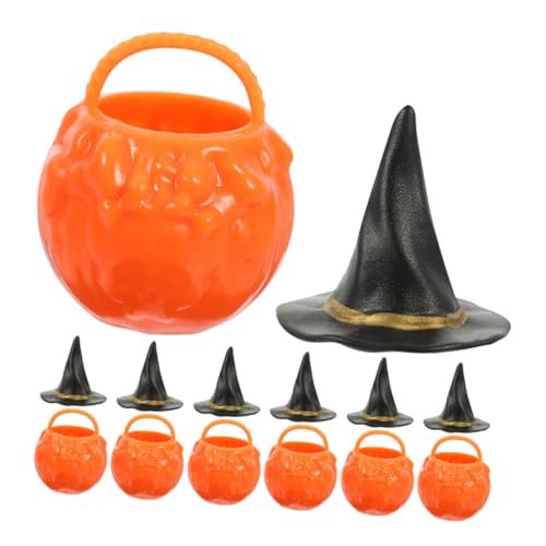 UKCOCO 1Satz Mini und Hexenhut Halloween Mikro Landschaftsdekor Mini Kessel und Schwarze Hüte für Halloween Partys DIY Bastelprojekte von UKCOCO