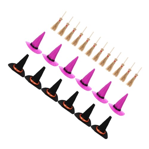 UKCOCO 1Satz Miniaturhüte und Besen für Puppenhäuser Teilig Halloween Dekoration Hexenhüte und Besen für Mini Wohndekoration Puppenhaus DIY Projekte mit Roten Schnüren UKCOCO 1Satz Miniaturhüte und Besen für Puppenhäuser Teilig Halloween Dekoration Hexenhüte und Besen für Mini Wohndekoration Puppenhaus DIY Projekte mit Roten Schnüren von UKCOCO