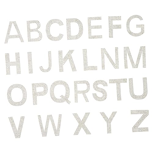 UKCOCO 1Satz Strass Alphabet Applique Patches Aufnäher zum Aufbügeln für DIY Kleidung Taschen und Kunsthandwerk Glitzernde Stoffdekoration für Designs von UKCOCO