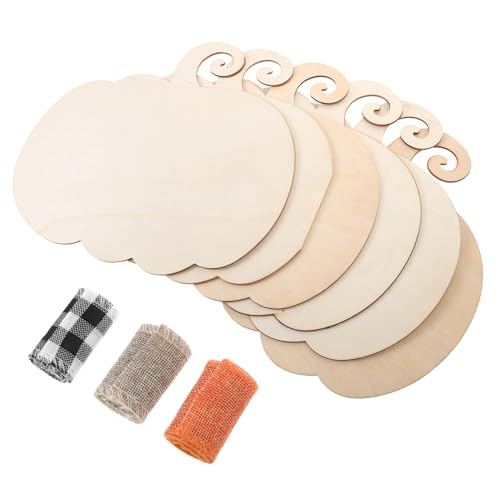 UKCOCO 1Satz Unlackierte Holzkürbisse DIY Bastelset für Halloween Dekoration Holzchips mit Bändern Gestalten Bastelideen für Erwachsene von UKCOCO