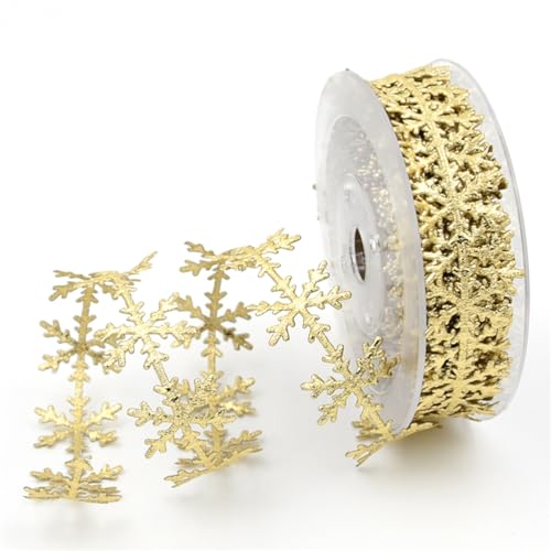 UKCOCO 1pc 10 Meter Schneeflockenband, Weihnachts Dekoratives Band, Gold, für Weihnachtsbaumschmuck Und Neujahrsdekoration UKCOCO 1pc 10 Meter Schneeflockenband, Weihnachts Dekoratives Band, Gold, für Weihnachtsbaumschmuck Und Neujahrsdekoration von UKCOCO