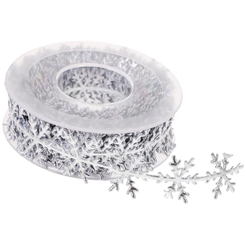 UKCOCO 1pc 10 Meter Schneeflockenband, Weihnachts Dekoratives Band, Silber, für Weihnachtsbaumschmuck Und Neujahrsdekoration UKCOCO 1pc 10 Meter Schneeflockenband, Weihnachts Dekoratives Band, Silber, für Weihnachtsbaumschmuck Und Neujahrsdekoration von UKCOCO