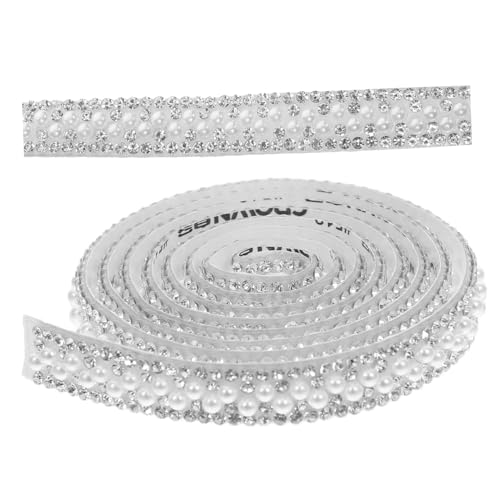 UKCOCO 2 Rollen Perle -Strasszubehör Bling Wrap Strassband Strassstreifen, Perlenbesatz Strass-Spitze Hochzeitskleid Träger selbstklebende Strassbänder Kunststoff-Strasssteine Silber von UKCOCO
