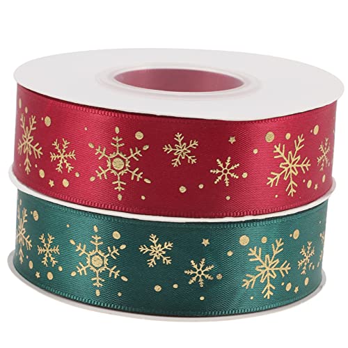 UKCOCO 2 Rollen Weihnachtsbänder Diy Geschenkband und Grün mit Schneeflocken Dekoration für Blumensträuße und Langlebig und Vielseitig für Weihnachtsfeiern UKCOCO 2 Rollen Weihnachtsbänder Diy Geschenkband und Grün mit Schneeflocken Dekoration für Blumensträuße und Langlebig und Vielseitig für Weihnachtsfeiern von UKCOCO