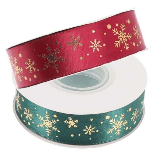 UKCOCO 2 Rollen Weihnachtsbänder mit Festlichem Langlebige Geschenkband Deko für Weihnachten Vielseitig Verwendbare Leichte Schleifenbänder für Geschenke und DIY Dekoration von UKCOCO