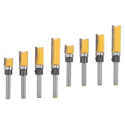 UKCOCO 2 Sätze Fräser für die Holzbearbeitung Kantenfräser spülen Router-Bit Fräser bündig trimmen Gravierbit Musterbündiger Fräser Schablonenführungsschneider Nutfräser Rostfreier Stahl von UKCOCO