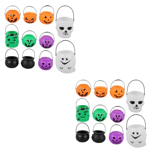 UKCOCO 2 Sätze Halloween Süßigkeiten Eimer Set Teiliges Set Wiederverwendbaren Kürbissen Für Halloween Feiern Großer Fassungsvermögen Einfach Zu Tragen Partyzubehör Für Trick 11 Stück * 2 von UKCOCO