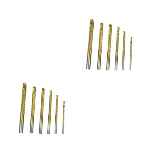 UKCOCO 2 Sätze Metallbohrer -bit -set Beschichtet Schnecke Zubehör Schlüssel Planke Spiralbohrer Langweilig Golden 6 Stücke * 2 von UKCOCO
