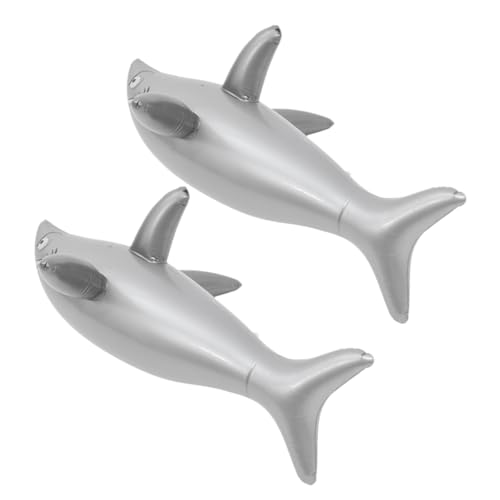 UKCOCO 2 Stück Aufblasbares Hai- Luft Dekorationen Party Schwimmt Geburtstag Schwimmbad Aufblasbares Meeresbecken Hai- Hai Aufblasbar Hai-poolspielzeug Pvc Grey von UKCOCO