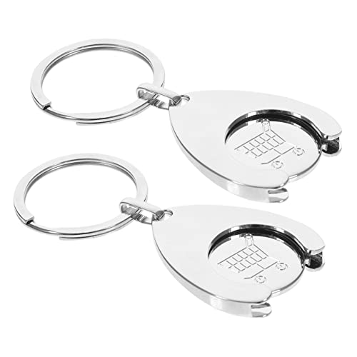 UKCOCO 2 Stück Einkaufswagenchip Schlüsselanhänger aus Metall Robuster Trolley Token Schlüsselring Einkaufswagen Chip Anhänger Langlebig und Leicht für Schlüsselbund und Trolley Nutzung von UKCOCO