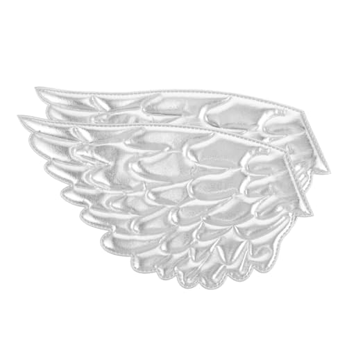 UKCOCO 2 Stück Engelsflügel Zubehör Engel-kleiderapplikation Engelsflügelgäste Patch Dekorativer Aufnäher Rucksäcke Applikation Nähenkostümdekoration Silver Polyester von UKCOCO
