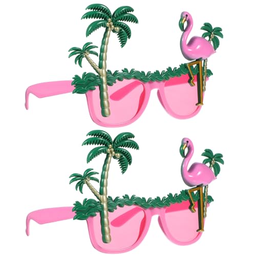 UKCOCO 2 Stück Flamingo Partybrillen: Rosa Partybrille Hawaii für Weiblich - Lustige Hawaiianische Fotorequisiten für Luau Party, Sommer Strandparty, Karneval, Kostümpartys von UKCOCO
