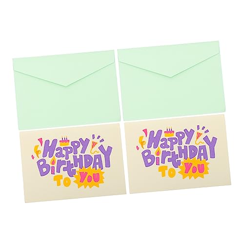 UKCOCO 2 Stück Geburtstagskarte Klappkarte mit Geburtstagskuchen Gelb Bunte Grußkarte für Geburtstag Handgefertigte Glückwunschkarte zum Beschreiben und Verschenken von UKCOCO