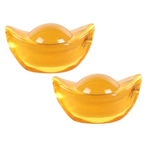 UKCOCO 2 Stück Goldene Ingot Dekoration Feng Shui Yuan Bao Goldene Figuren für Haus Festtagsdekoration Glücksbringer für Schlafzimmer Wohnzimmer und Esszimmer UKCOCO 2 Stück Goldene Ingot Dekoration Feng Shui Yuan Bao Goldene Figuren für Haus Festtagsdekoration Glücksbringer für Schlafzimmer Wohnzimmer und Esszimmer von UKCOCO