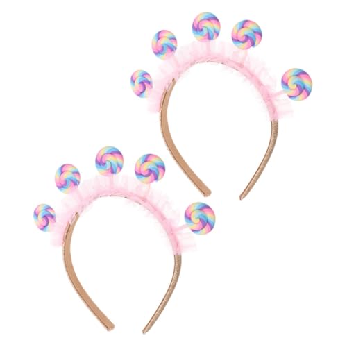 UKCOCO 2 Stück Lutscher Haarreif für Mädchen Süßes Pinkes Cartoon Stirnband Geeignet für Kindergeburtstage Alltag und Kostümpartys Niedliches Bonbon Accessoire für Junge Mädchen von UKCOCO