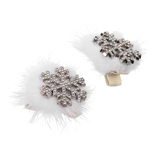 UKCOCO 2 Stück Plüsch Schneeflocken Haarklammern Glitzernde Strass Haarspangen Damen Leicht Strapazierfähig Für Weihnachten Party Hochzeit Festliche Haarschmuck von UKCOCO