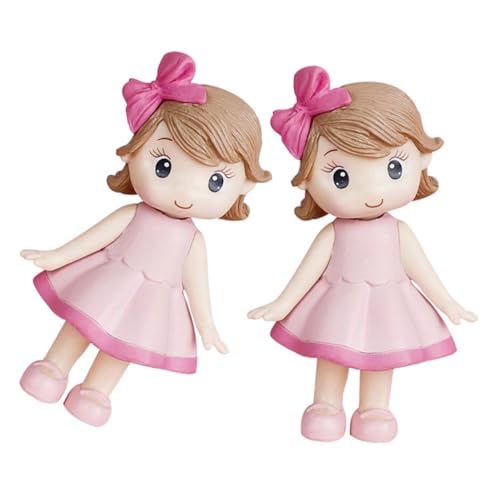 UKCOCO 2 Stück Rosa Bow Girl Orament deko Tortenaufsatz für Mädchen Kuchen -Topper Kuchenschmuck Kuchendeckel für Mädchen Tortenaufleger zum Geburtstag für Mädchen Polymer-Ton von UKCOCO