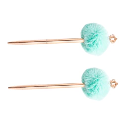 UKCOCO 2 Stück Teiliges Crown Decor Pompom Kugelschreiber Flauschige Metallkugelschreiber Krone Design Glattes Schreiben Leichte Langlebige Signierstifte für Schule Büro und von UKCOCO
