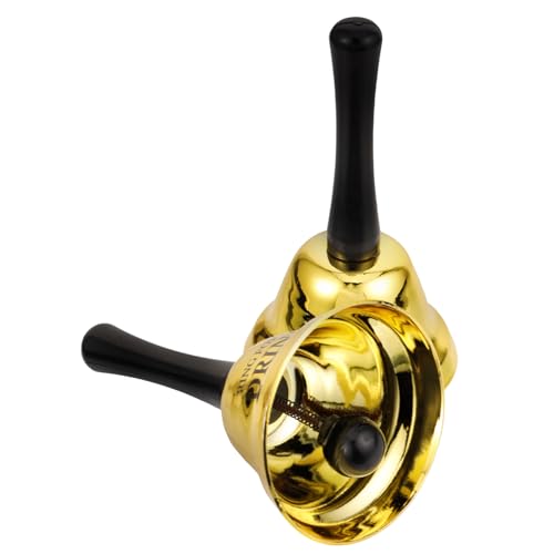 UKCOCO 2 Stück Teiliges Handglocken aus Klare Klangqualität Klassische Serviceglocke für Bar Restaurant Party Stabil und Langlebig Goldfarben für Empfang und Tischgebrauch von UKCOCO