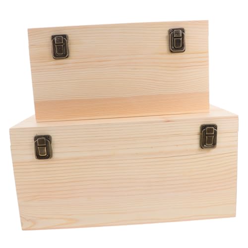 UKCOCO 2 Stück Teiliges Set Holzboxen für Bastelprojekte Unbehandelte Große Kiefernholz Aufbewahrungsbox mit Scharnierdeckel Schmuck Organizer für Diy Zuhause und Büro UKCOCO 2 Stück Teiliges Set Holzboxen für Bastelprojekte Unbehandelte Große Kiefernholz Aufbewahrungsbox mit Scharnierdeckel Schmuck Organizer für Diy Zuhause und Büro von UKCOCO