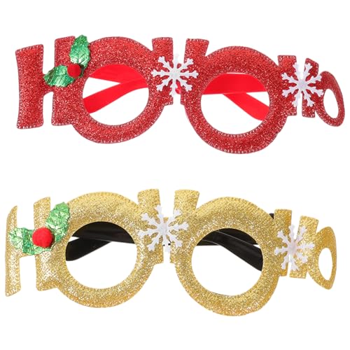 UKCOCO 2 Stück Teiliges Weihnachtsbrillen aus Lustige Partybrillen in Rot und Gold Weihnachtliche Deko für Erwachsene und Xmas Brillen für Festliche Kostüme und Feiern von UKCOCO