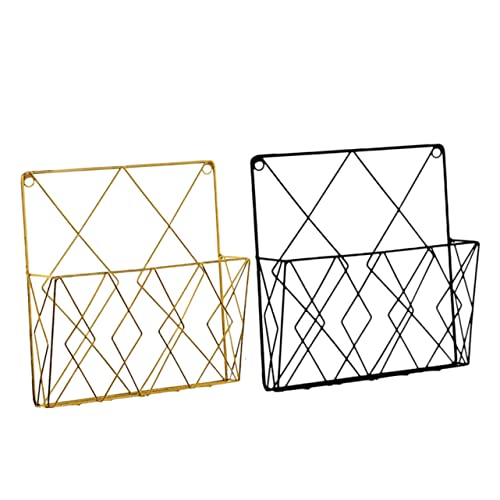 UKCOCO 2 Stück Wandorganizer Metall Wandhängende Ablage für Ordner Zeitschriftenhalter Robuster Wandbefestigter Büro Aufbewahrungsrack für Wohnzimmer Arbeitszimmer von UKCOCO
