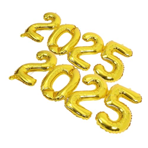 UKCOCO 2 Stück Zahlenballon luftballons Partyzubehör für das neue Jahr 2025 Nummernballons aus Folie Aluminiumballon des neuen Jahres 2025 Silvesterdekorationen Aluminiumfolie Golden von UKCOCO
