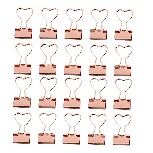 UKCOCO 20 Stück Herzförmige Binder Clips Goldfarbene Büroklammern für Büro und Schule Hochwertige Metallklammern für Notizen und Dokumente von UKCOCO