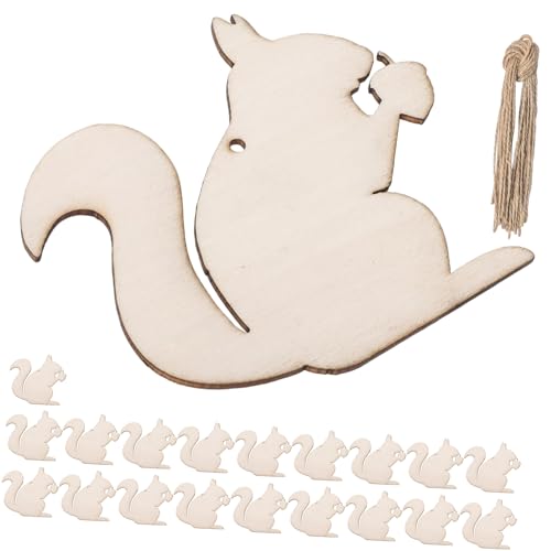 UKCOCO 20 Stück Holzschneider Eichhörnchen Bastelzubehör Unlackierte Holzstücke für Diy Deko für Hochzeiten Geburtstagsfeiern und Mehr von UKCOCO