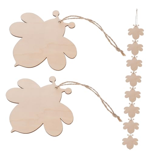 UKCOCO 20 Stück Leere Tierdekoration Bienenausschnitt Aus Holz Sommerparty-ornamente Biene Ausschnitte Bienenausschnitte Holz Holzbienenform Biene Holzhänge -plaque Beige Hanfseil von UKCOCO