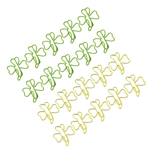 UKCOCO 20 Stück Teiliges Kleeblatt Büroklammern aus Dekorative Papierclips für Dokumente Lesezeichen Notizen Vielseitig Einsetzbar für Büro Schule und Zuhause von UKCOCO