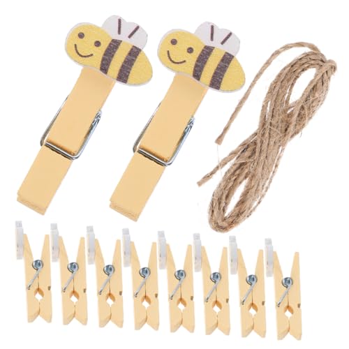 UKCOCO 20 Stück Teiliges Mini Holzklammern Bienenmotiv mit Juteseil Robuste Handgefertigte Foto und Dekoklammern Kompakte Kleine Clips für Fotowand Notizen und Leichte Gegenstände UKCOCO 20 Stück Teiliges Mini Holzklammern Bienenmotiv mit Juteseil Robuste Handgefertigte Foto und Dekoklammern Kompakte Kleine Clips für Fotowand Notizen und Leichte Gegenstände von UKCOCO