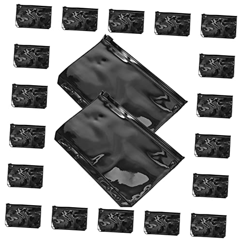UKCOCO 20 Stück Teiliges PVC Zipper Taschen Wiederverwendbare Transparente Aufbewahrungsbeutel mit Reißverschluss für Dokumente und Stifte Stabil Reißfest Passend für Ordner von UKCOCO