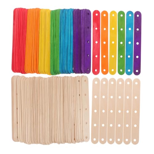 UKCOCO 200 Stück Holz Craft Sticks mit Löchern für Diy Projekte Bastelarbeiten Schulaufgaben und Heimdekoration für Kreative Ideen und Modellbau von UKCOCO