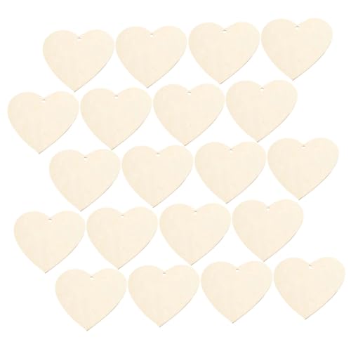 UKCOCO 200Stücke Unvollendete Holzherzen DIY Bastelmaterialien Holzscheiben für Valentinstag Hochzeitsdekoration Geschenkanhänger Juteschnur von UKCOCO