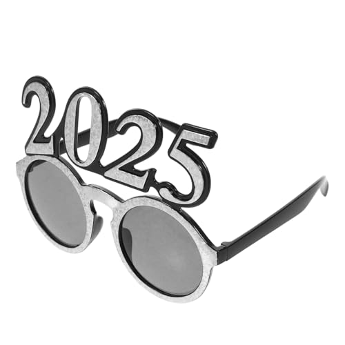 UKCOCO 2025 Digitale Brille Party Gestaltet Trendy Mode Funkeln Lustig Erwachsene Überdimensioniert Funky Runden Led Silvesterbrille Geformt Für Gläser Kostüm Brille Männer Silber Stk von UKCOCO