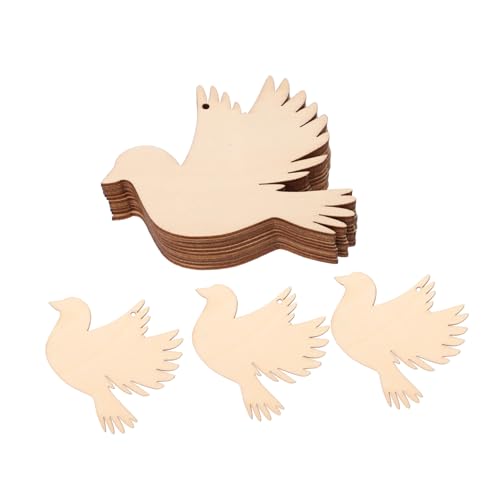UKCOCO 20Stücke Ausschnitte Unbehandelt Mini Vogelförmige Holzverzierungen mit Schnur DIY Holz Ornamente für Geburtstagsdekorationen Bastelmaterial von UKCOCO