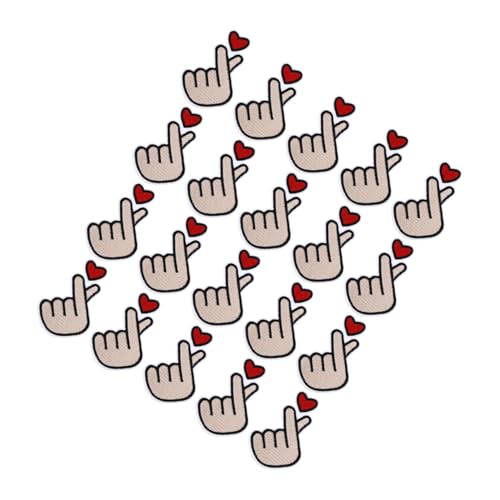 UKCOCO 20Stücke DIY Finger Herz Patches Bestickte Kleidung Applikationen für Taschen Jacken Schuhe Handarbeit Dekoration für Designs und von UKCOCO