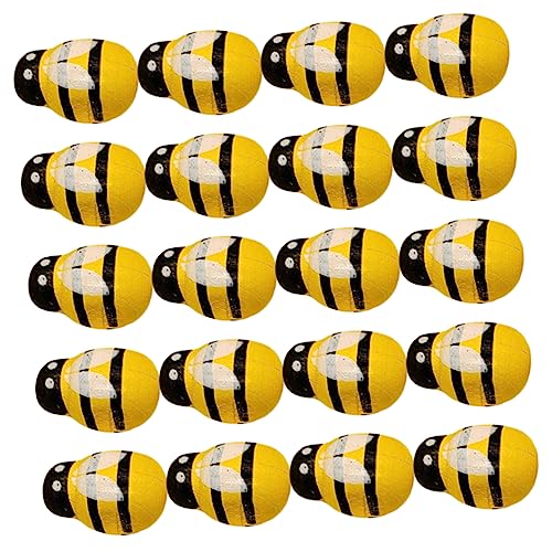 UKCOCO 24Stücke Holz Bienen Dekorationen Handgefertigte Ornamente für DIY Bastelprojekte Hängende Anhänger für Partys und Alltagsdeko Stabile und Langlebige Hölzerne Bienenfiguren von UKCOCO